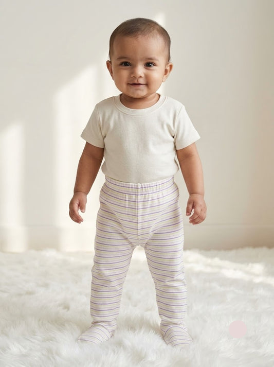 Baby's pants with attached shoe - colour stripes