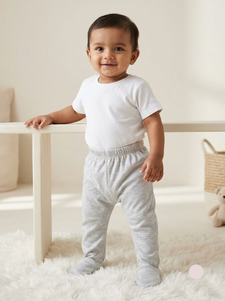Baby's pants with attached shoe - l.grey
