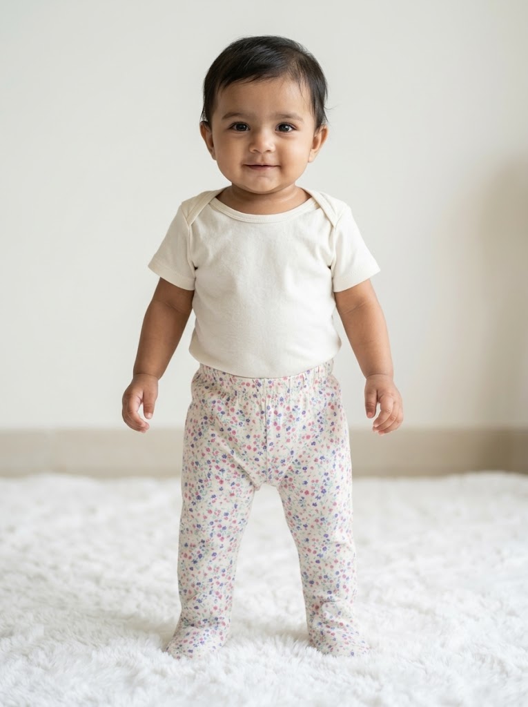 Baby's pants with attached shoe - mini blossom