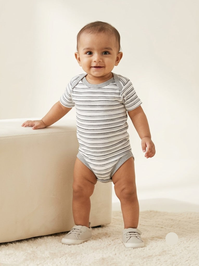 Baby's rompers - Black and White striped