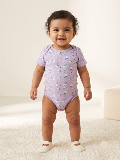 Baby's rompers - Purple with white Flowers