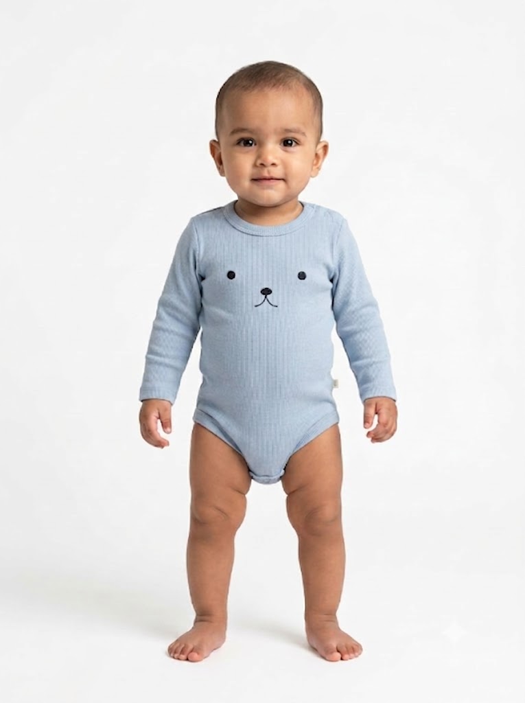 Baby's rompers - cat blue