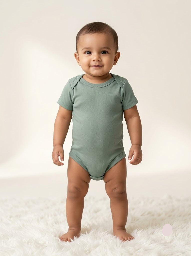 Baby's rompers - dark sage green
