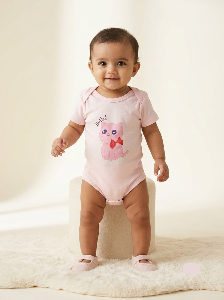 Baby's rompers - pink cat