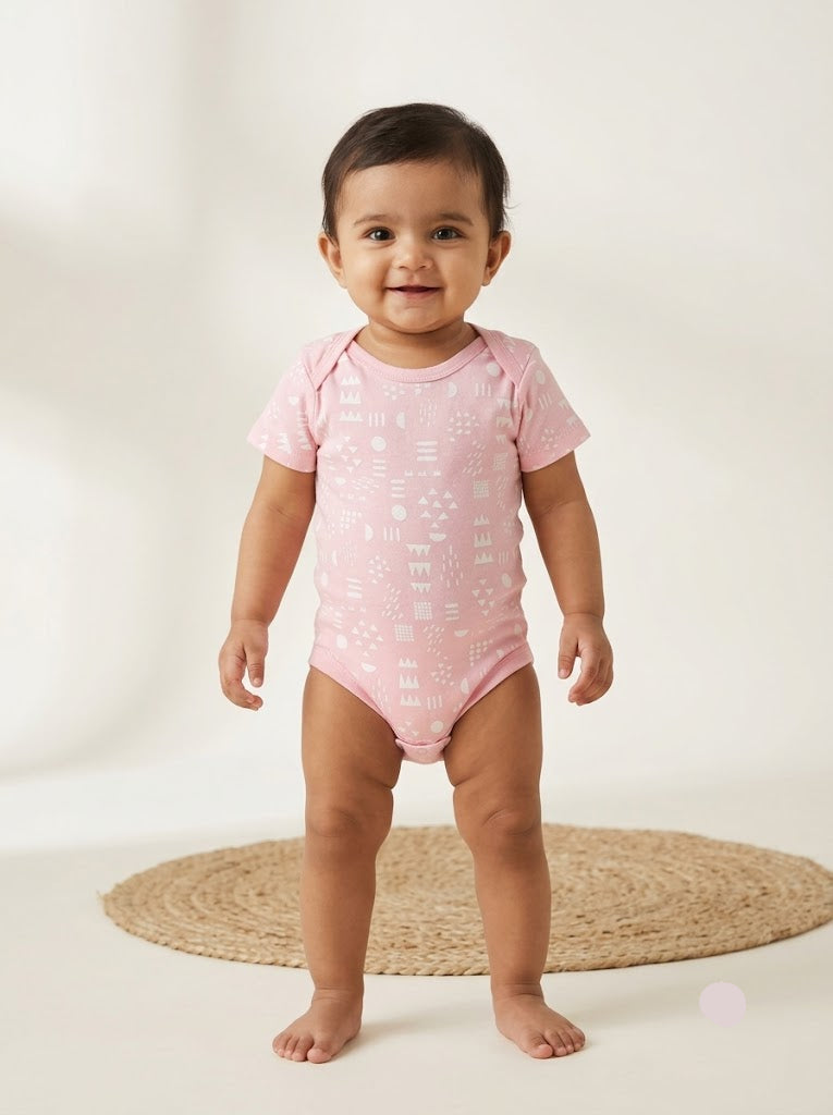 Baby's rompers - pink shapes