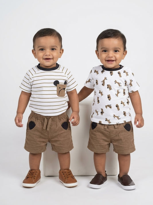 Baby's shorts set - b/doggy (3pcs set)