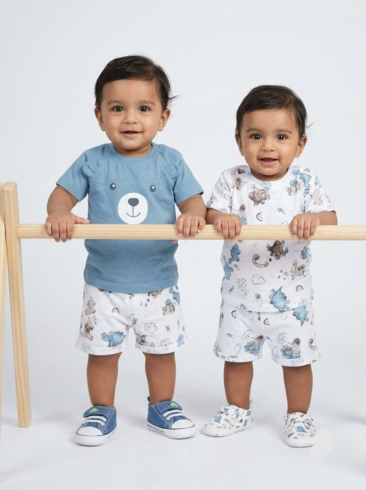 Baby's shorts set - b/w/w (3pcs set)