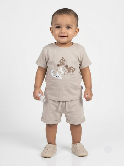 Baby's shorts set - beige dino