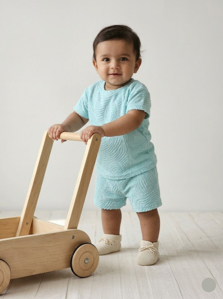 Baby  cotton shorts set with breathable soft fabric - blue