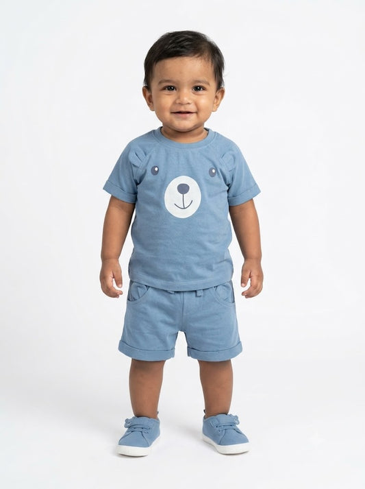 Baby's shorts set - blue bear