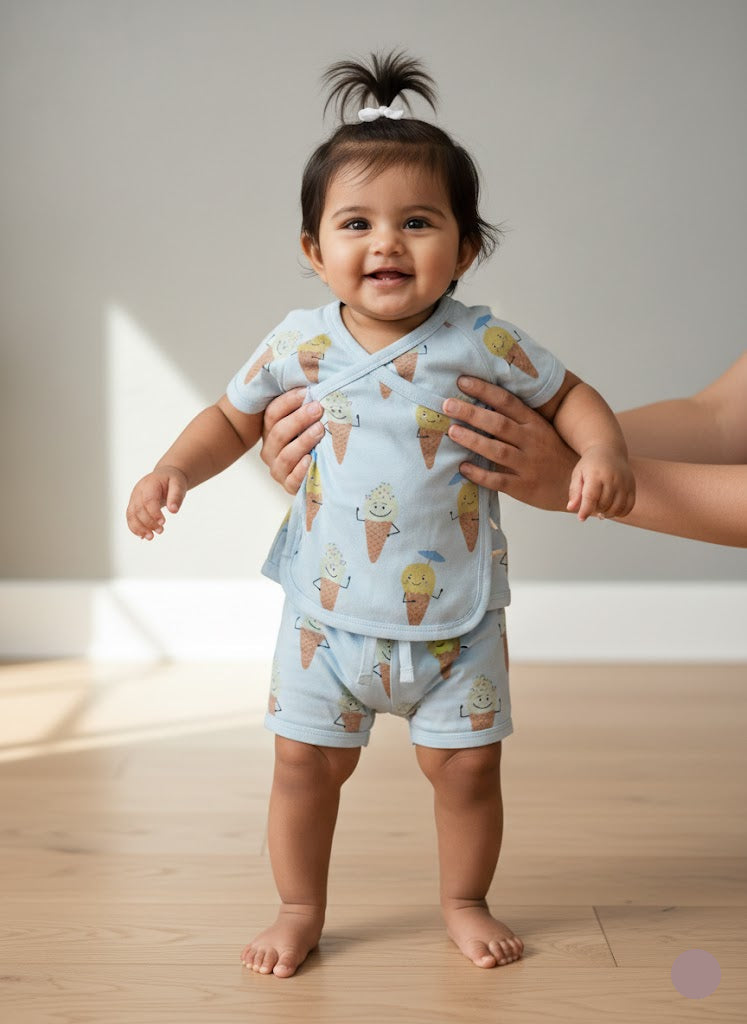 Baby's shorts set - blue ice