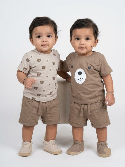 Baby's shorts set - brown bear (3pcs set)