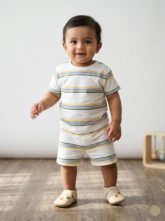 Baby's shorts set - colour stripes