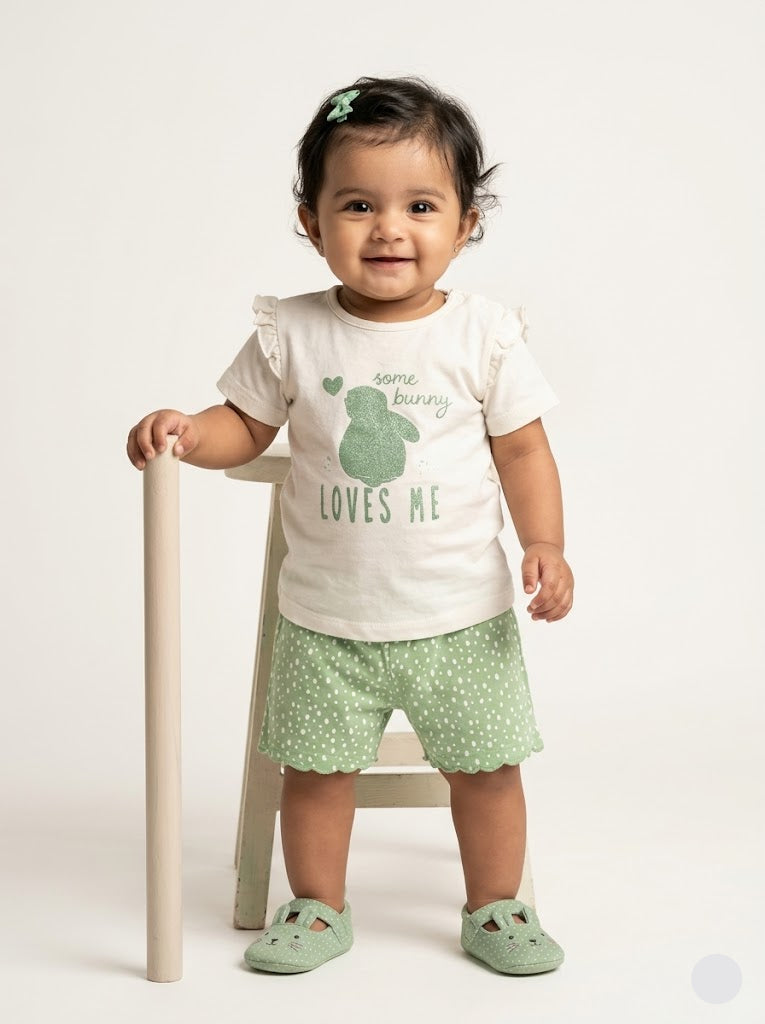 Baby's shorts set - dot bunny