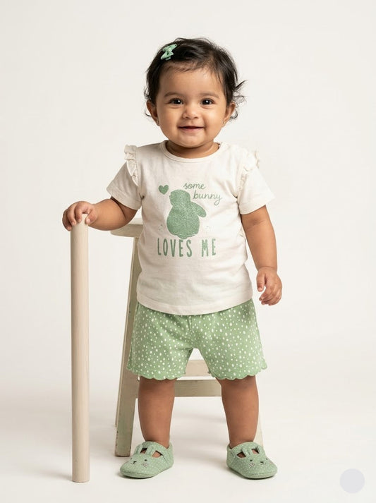 Baby's shorts set - dot bunny