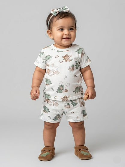 Baby's shorts set - green dino