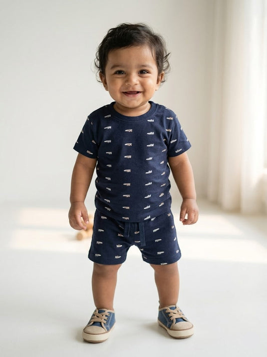 Baby Shorts Set with Shoes Navy