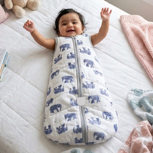 Baby's sleeping bag - blues elephant