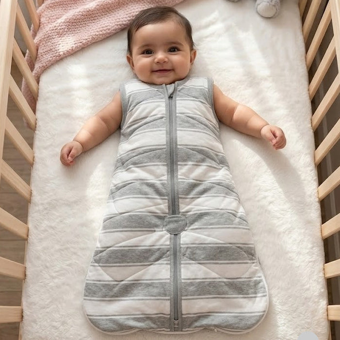 Baby's sleeping bag - grey stripess
