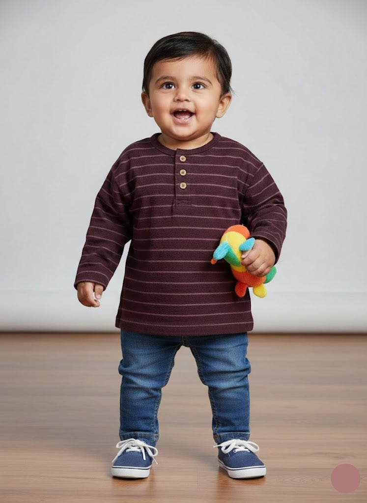 Baby's t-shirt - stripes maroon