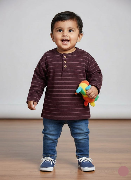 Baby's t-shirt - stripes maroon
