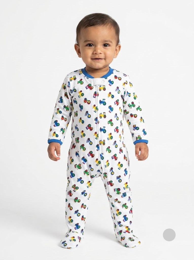 Baby's two way FS jumpsuit with shoe - cars