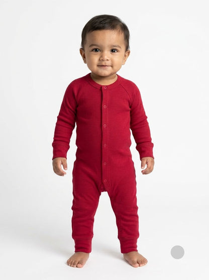 Baby's two way FS jumpsuit with shoe - red