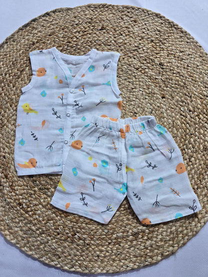 Baby's muslin Co-ord set - Bird