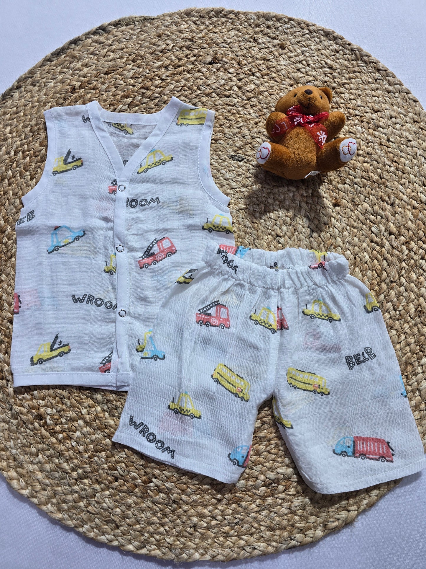 Baby's muslin Co-ord set- Car