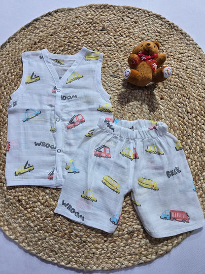 Baby's muslin Co-ord set- Car