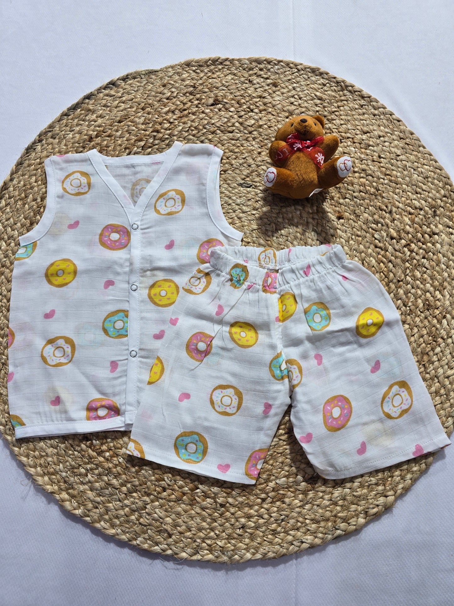 Baby's muslin Co-ord set - Donut