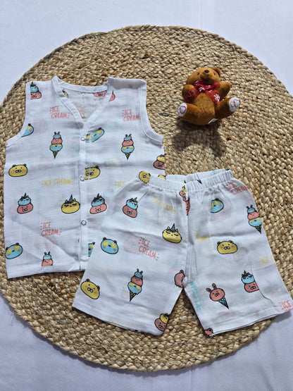 Baby's muslin Co-ord set - Icecream