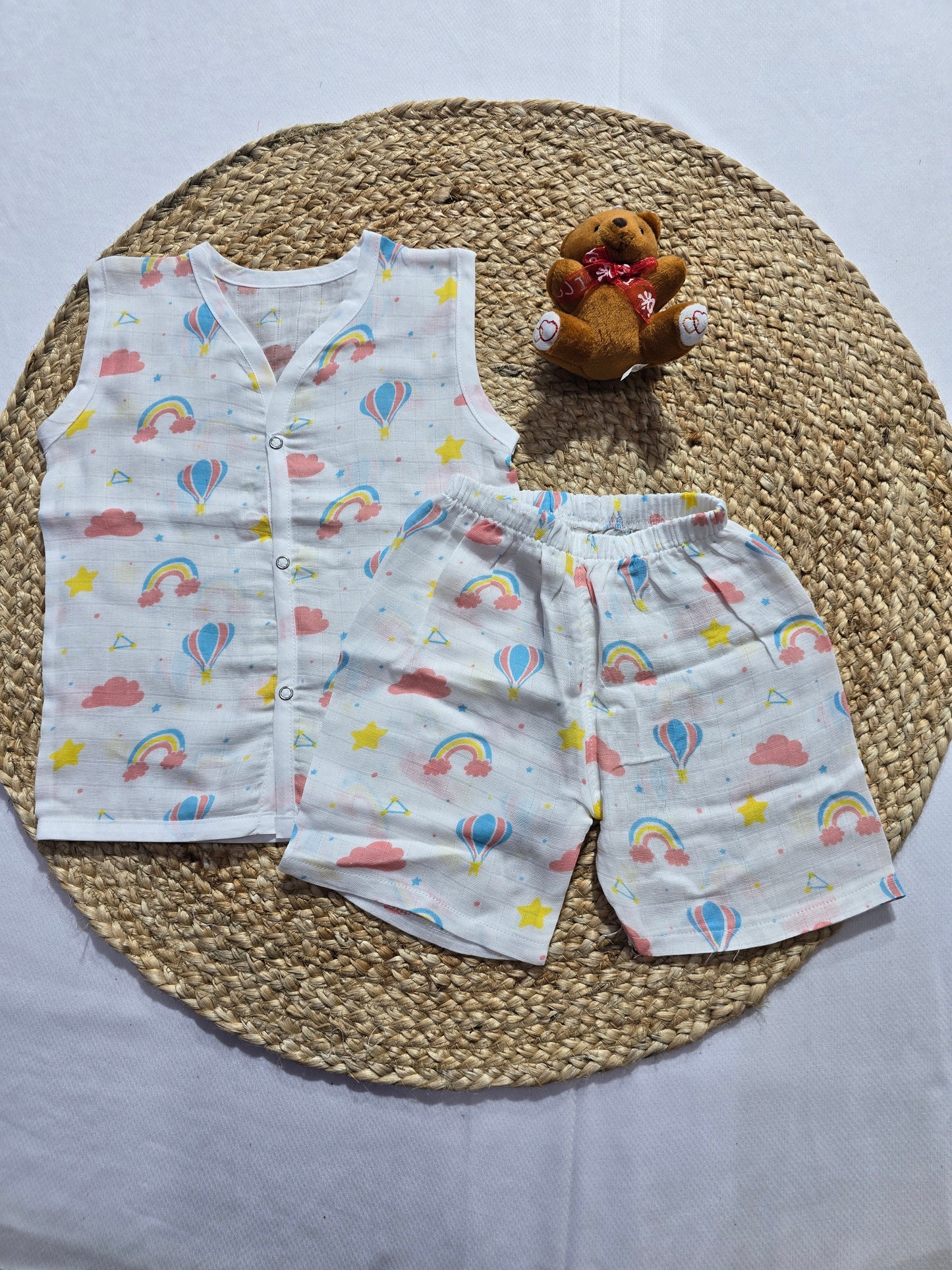 Baby's muslin Co-ord set -Rainbow