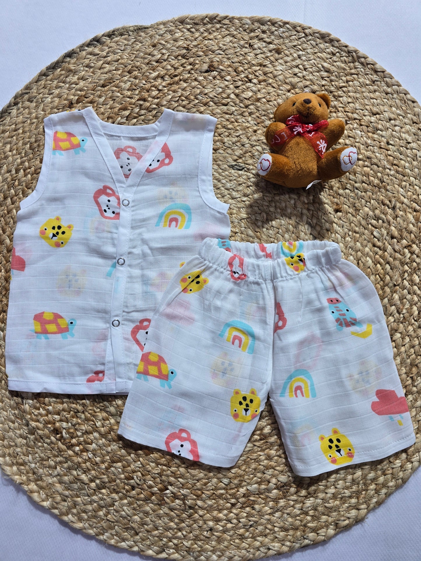 Baby's muslin Co-ord set- Rainbow