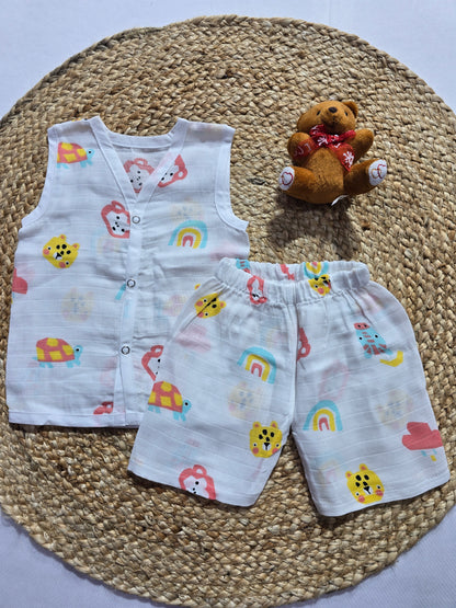 Baby's muslin Co-ord set- Rainbow