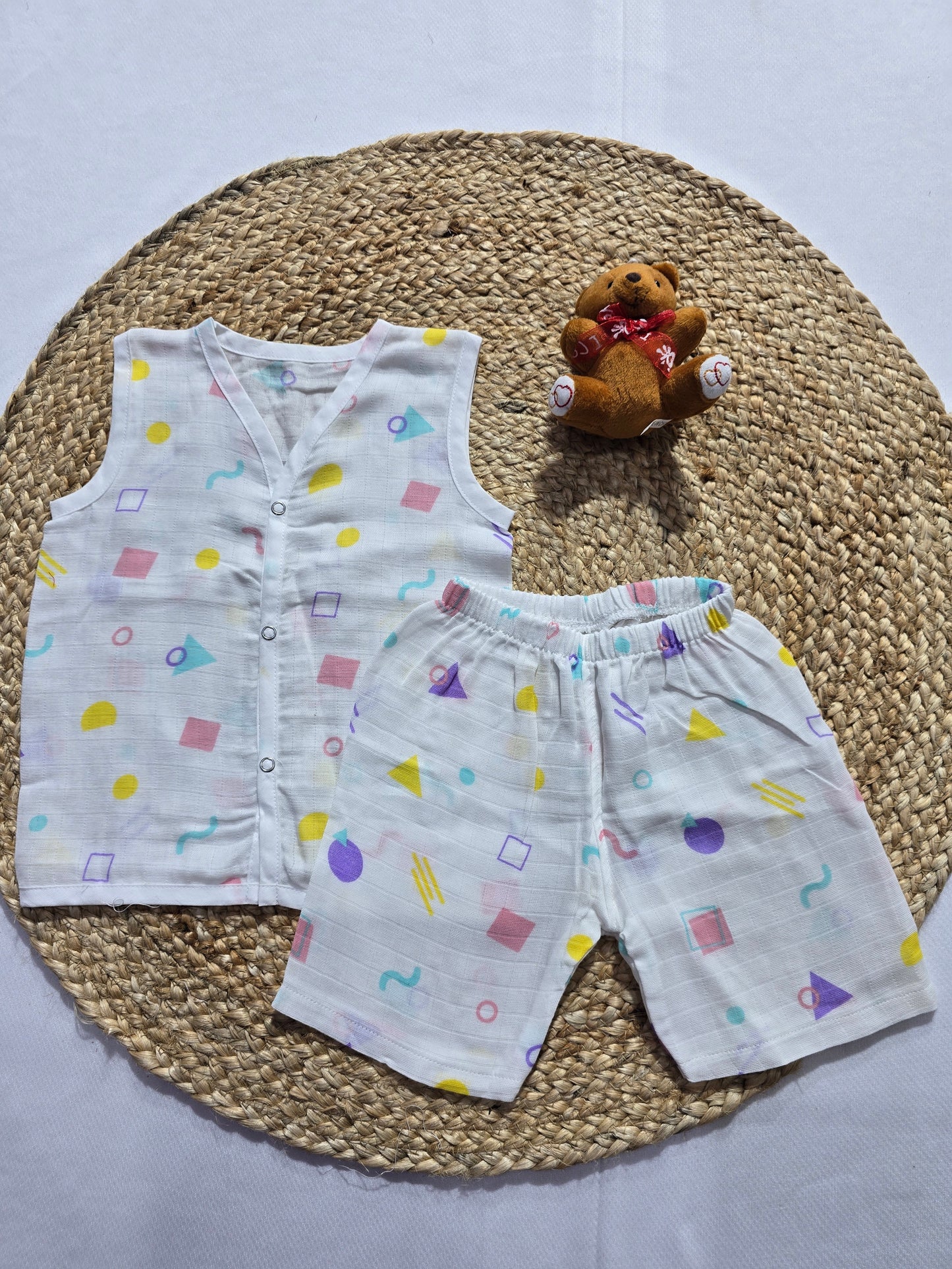 Baby's muslin Co-ord set - Shapes