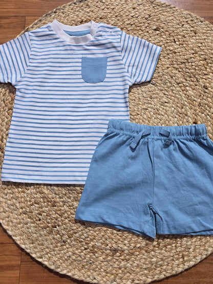 Baby's shorts set - Blue stripes