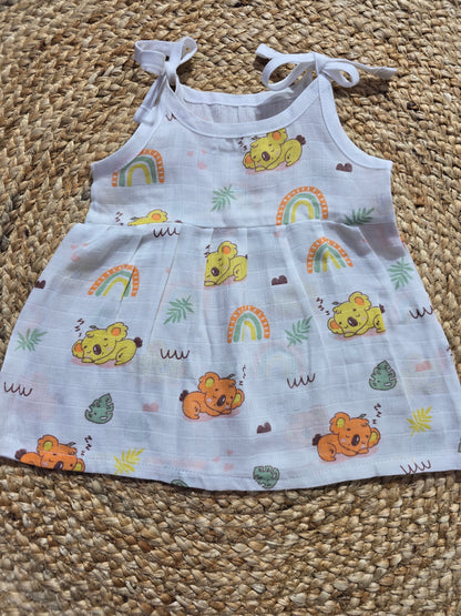 Baby's muslin frock knot - Rainbow