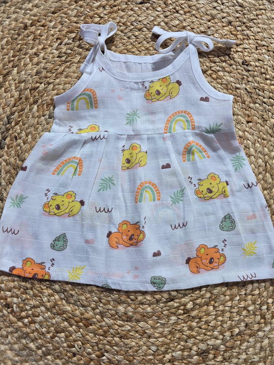 Baby's muslin frock knot - Rainbow