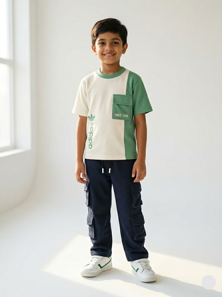 Boy's cargo pant set - green