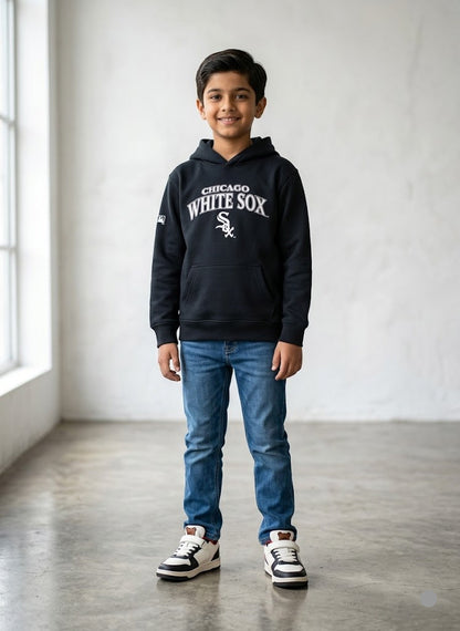 Boy's loop knit hoodie - b/w sox
