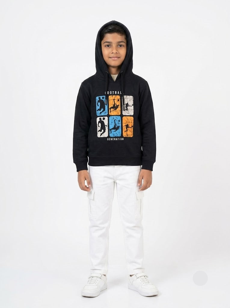 Boy's loop knit hoodie - black