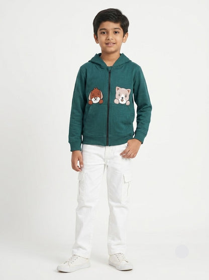 Boy's loop knit hoodie - green