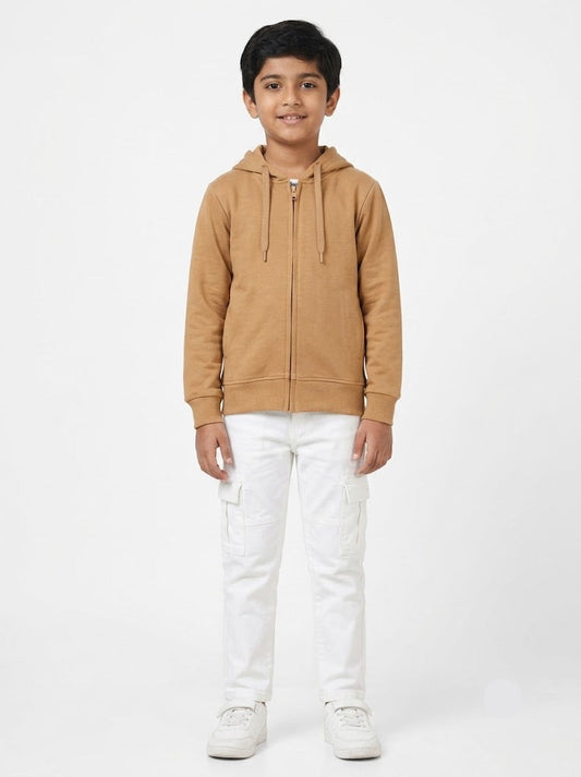 Boy's loop knit hoodie - kaaki