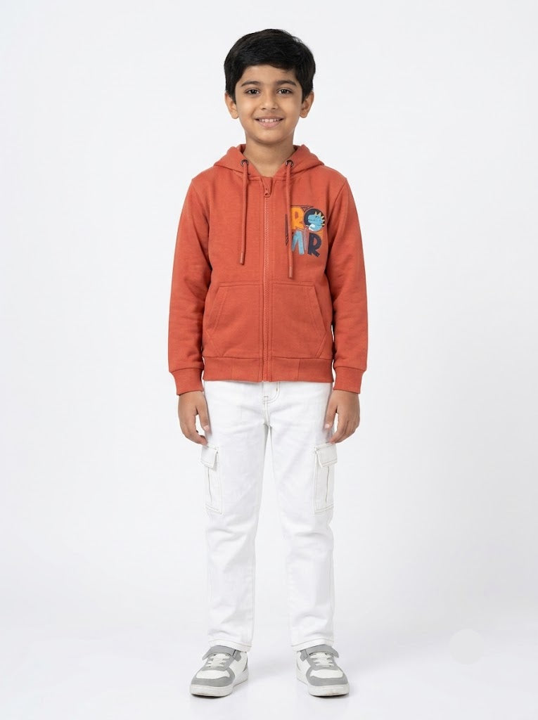 Boy's loop knit hoodie - orange
