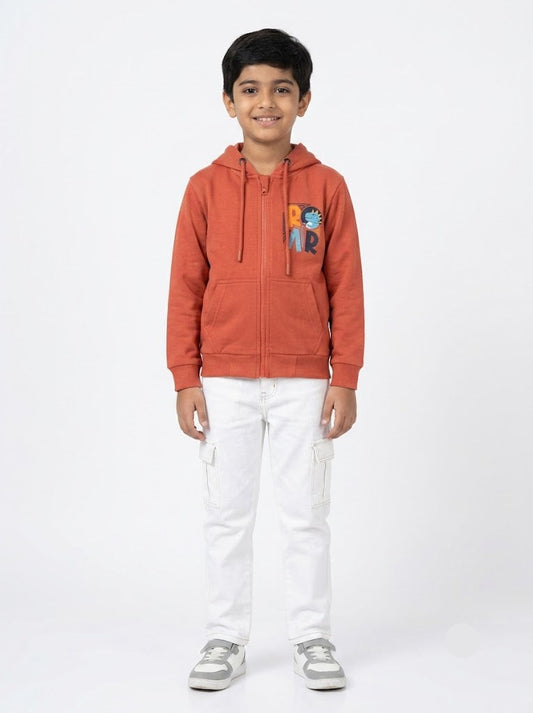 Boy's loop knit hoodie - orange