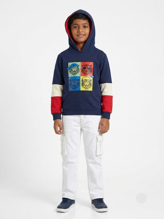 Boy's loop knit hoodie - tiger