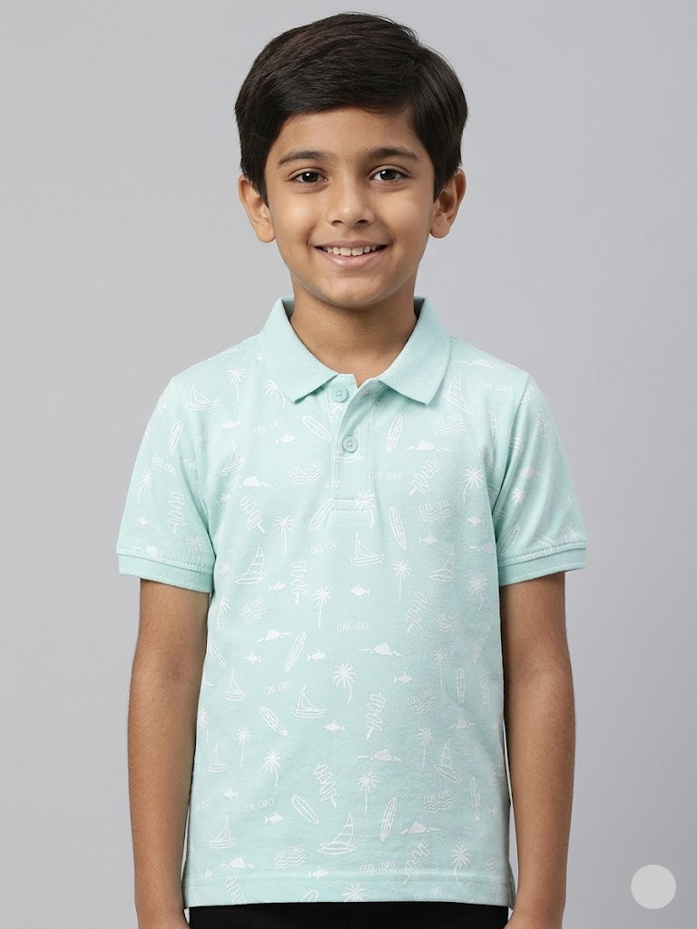 Boy's polo t-shirt - Pista green
