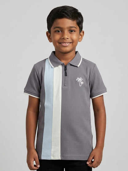 Boy's polo t-shirt zipper - Grey