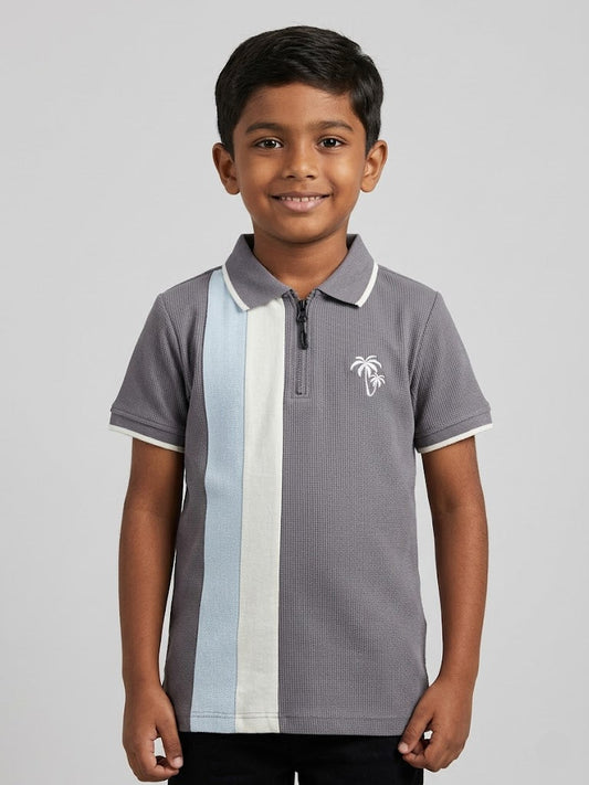 Boy's polo t-shirt zipper - Grey